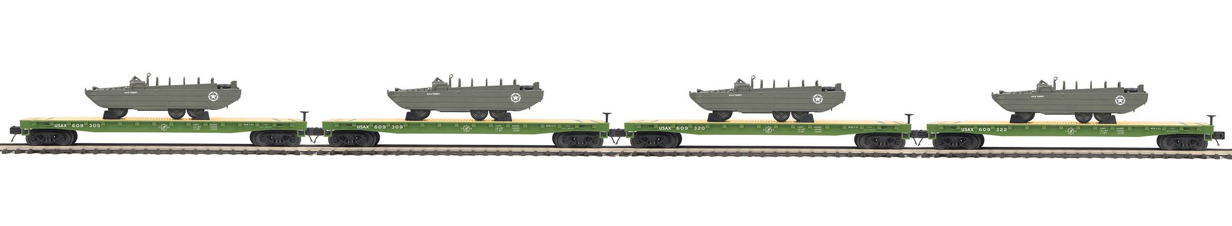 U.S. Army flatcar with GMC DUKW 353 4-pack #2