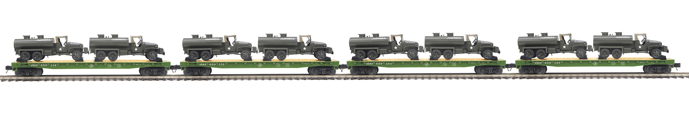 U.S. Army flatcar with GMC 353 6x6 tank truck 4-pack #1