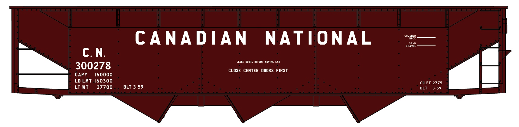 Canadian National 70-Ton Offset Triple Hopper #300278