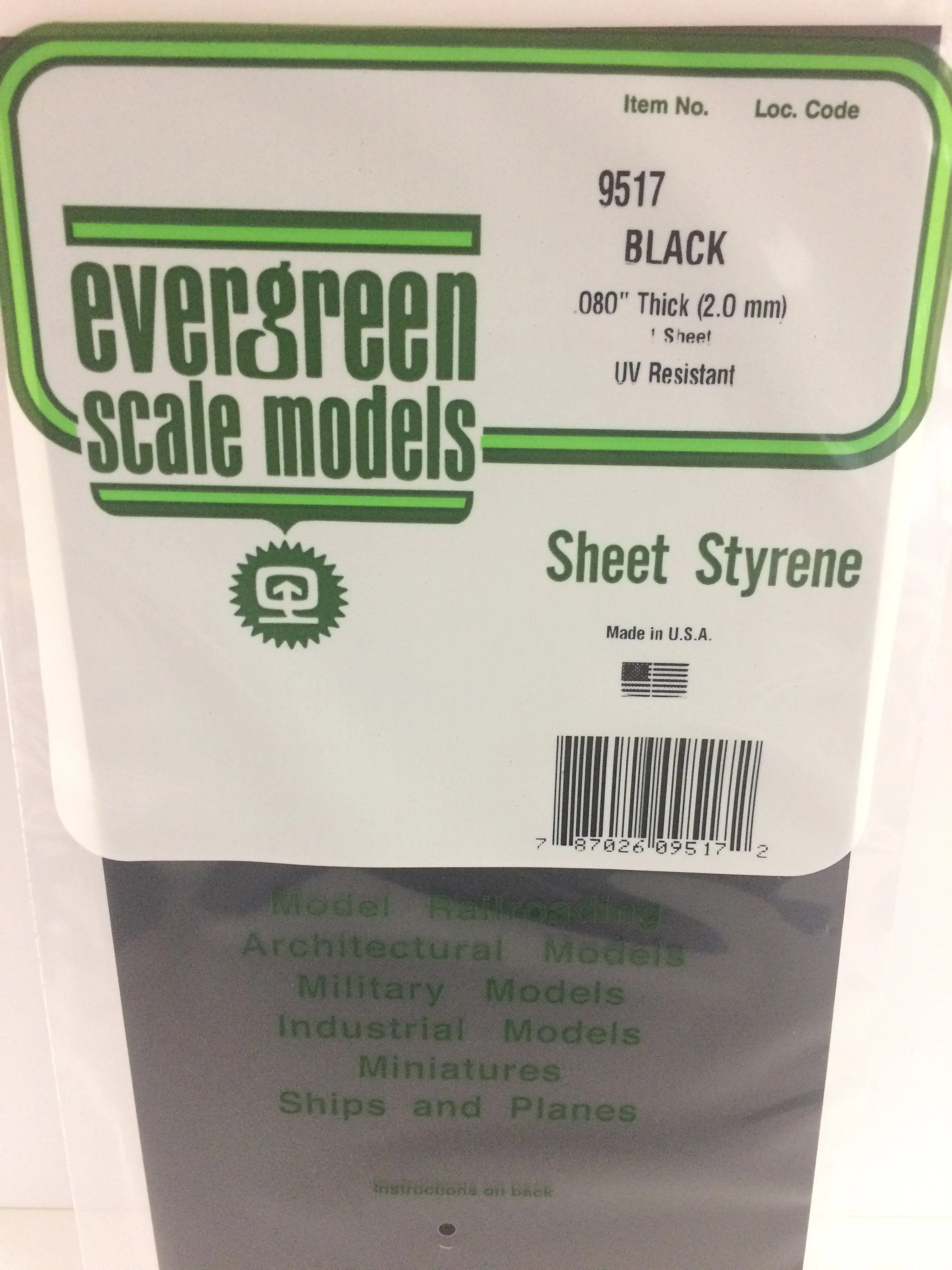 Black .080" Thick (2.0 mm) 1-Sheet