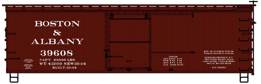 Boston & Albany 36' double sheath wood boxcar #39608