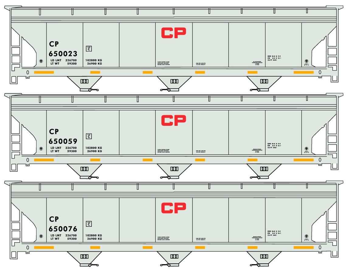 Canadian Pacific 3-Bay ACF Covered Hopper 3-Pack
