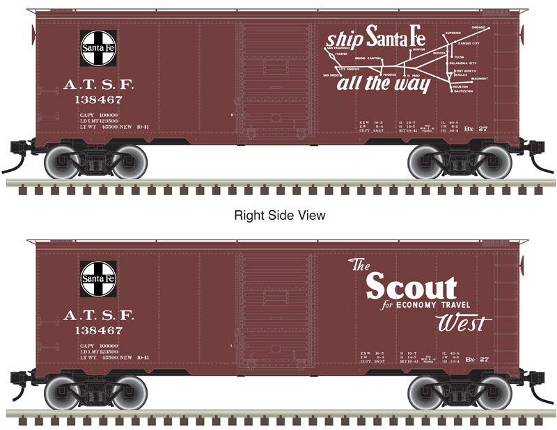 Santa Fe "The Scout" 40' 1937 AAR single door boxcar #138405