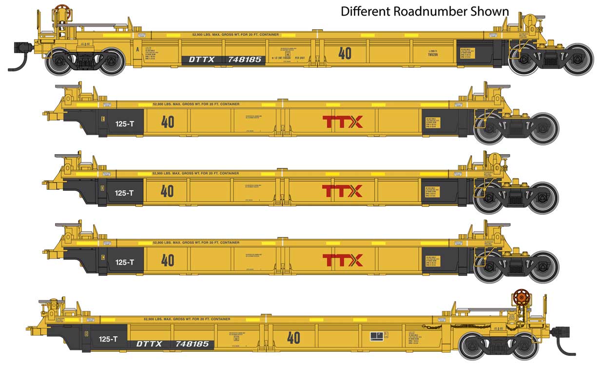 TTX Thrall 5-Unit Rebuilt 40' Well Car #748535