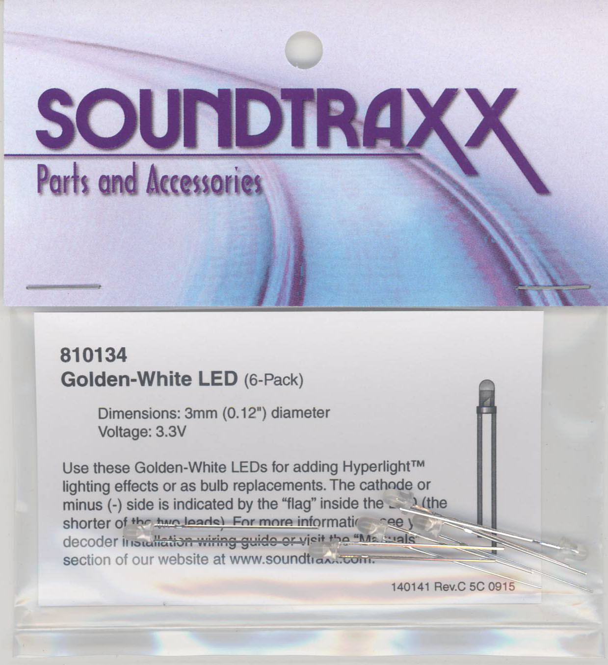 3mm golden-white LED 6-pack