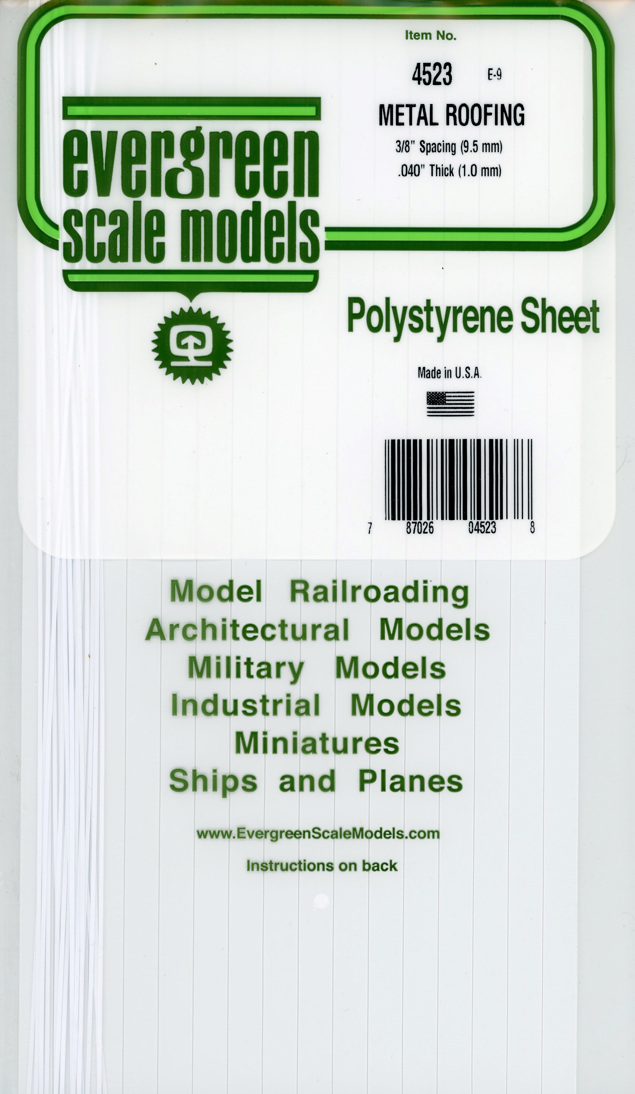 Metal Roofing 3/8" Spacing (9.5 mm) .040" Thick (1.0 mm)