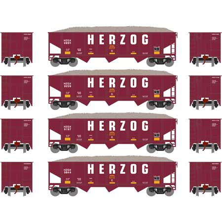 Herzog 40' 3-Bay Ribbed-Side Open Hopper 4-Pack #1