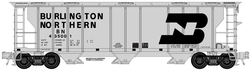 Burlington Northern 3-bay PS-2 covered hopper #435001