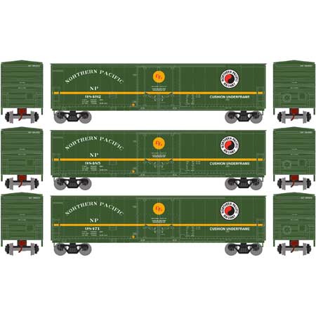 Northern Pacific 50' Youngstown Plug Door Box Car 3-Pack