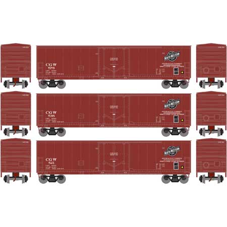 Chicago and North Western 50' Youngstown Plug Door Box Car 3-Pack