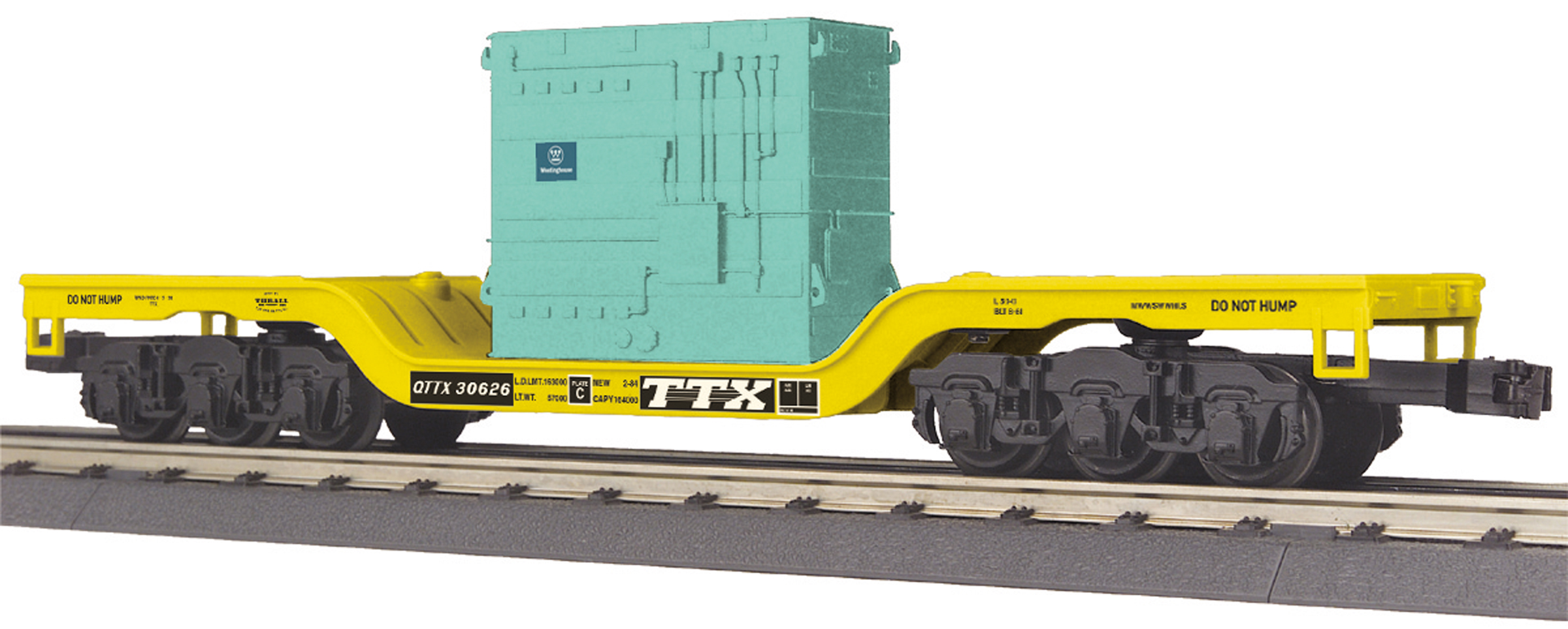 TTX depressed center flatcar #30626 with transformer load