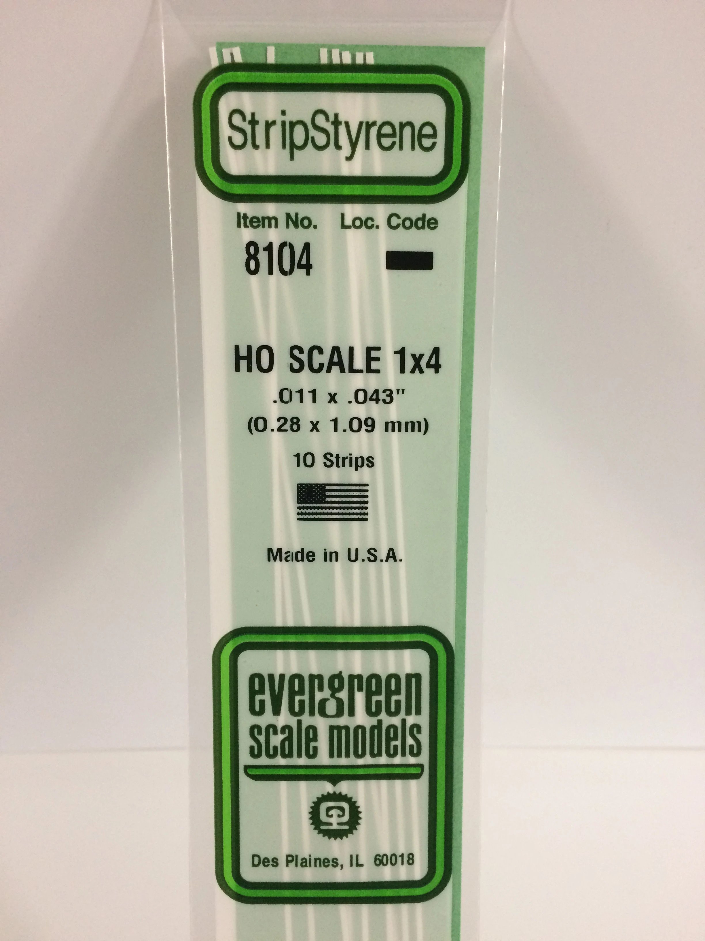 HO Scale 1 x 4 .011 x .043" (0.28 x 1.09 mm) 10-Strips