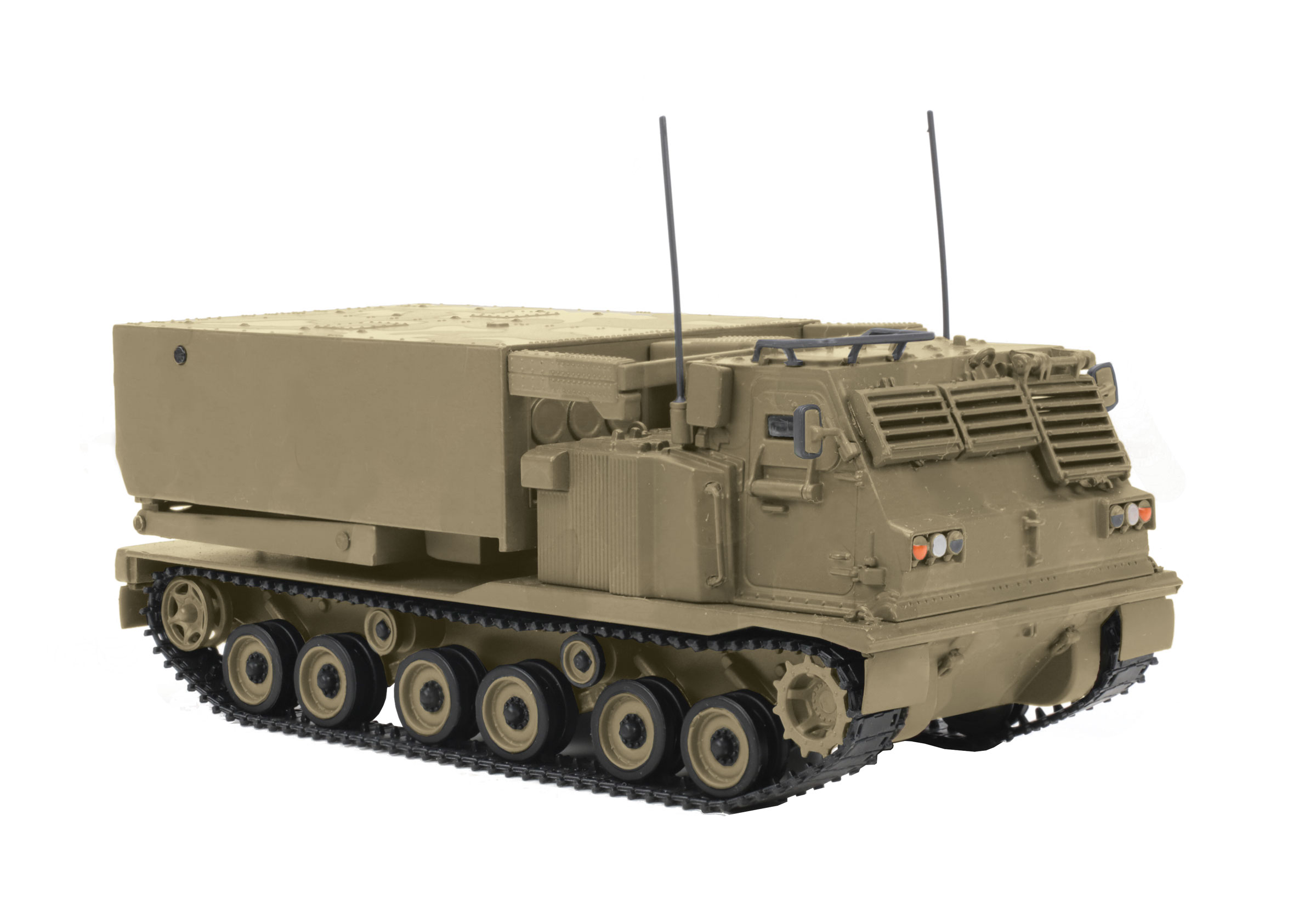 tan M270 Rocket Launcher vehicle