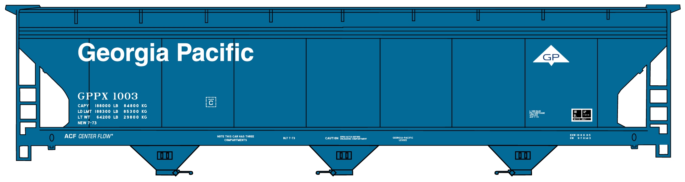 Georgia Pacific 3-bay ACF covered hopper