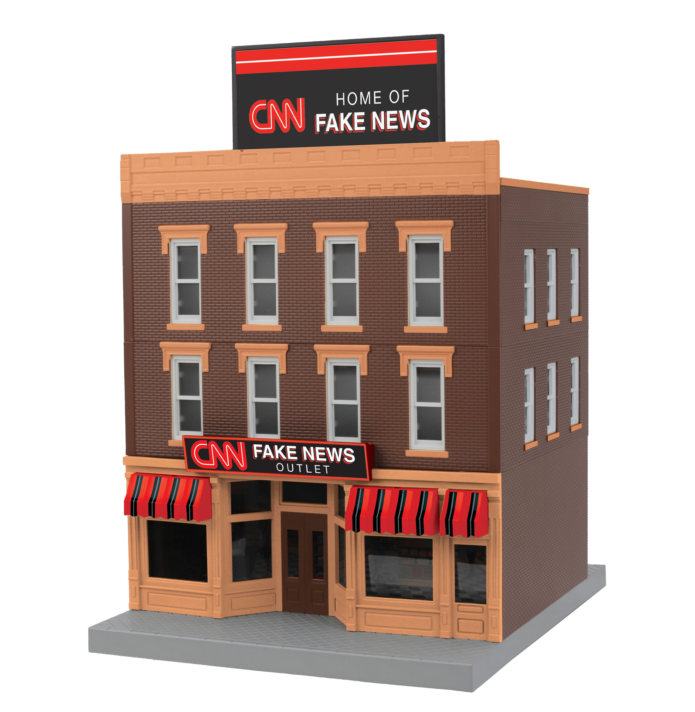 CNN Fake News Outlet 3-story city building