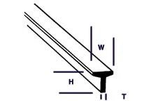 Styrene Tee TFS-3 3/32" 2.4mm 8-Pieces