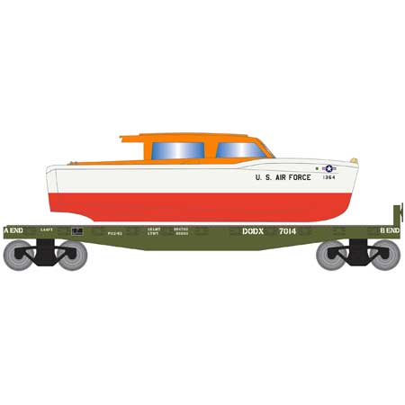 DODX 40' Flat Car With Boat #7014