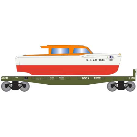DODX 40' Flat Car With Boat #7022