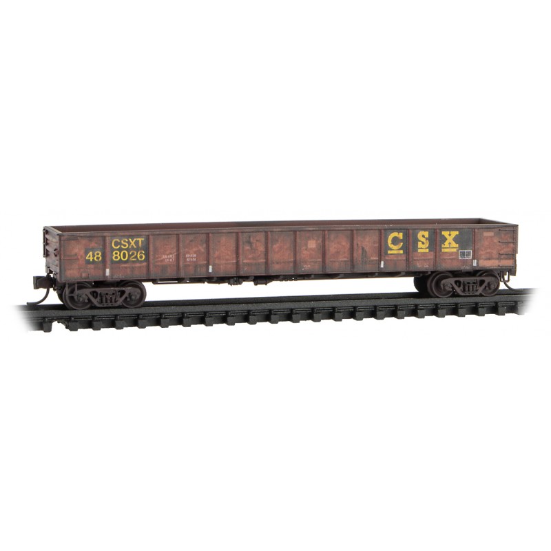 CSX Weathered 50' Steel Side 14 Panel Fixed End Gondola #488026