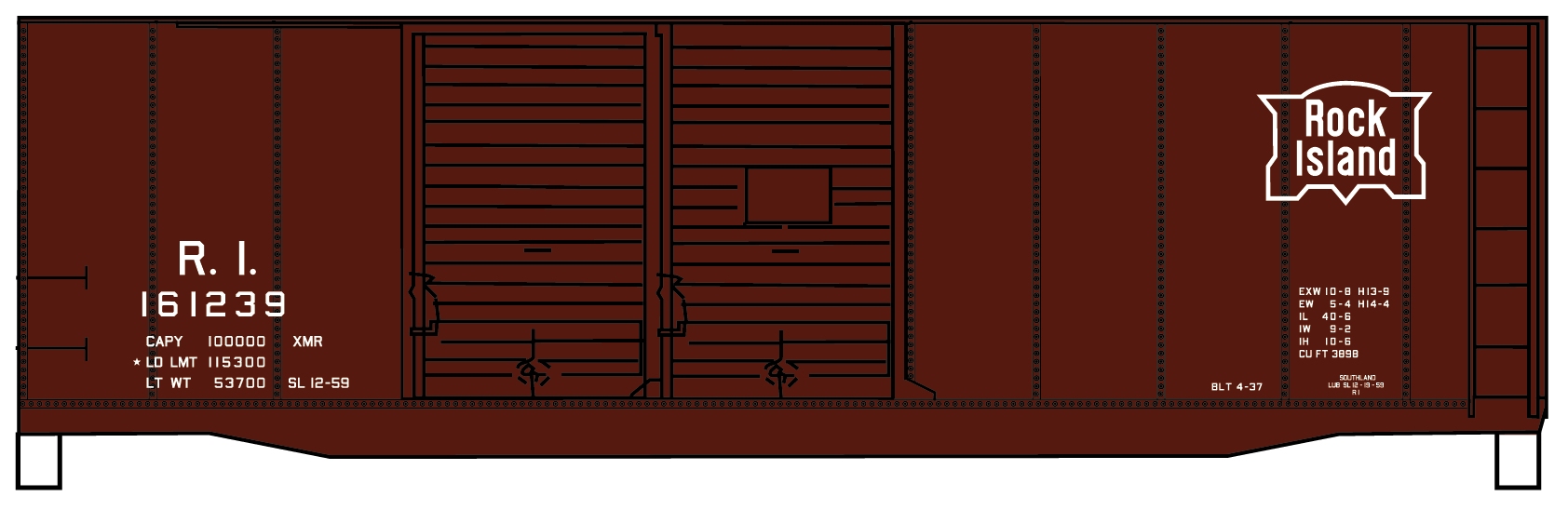 Rock Island 40' double door steel boxcar
