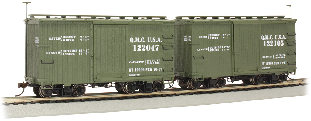 US Quartermaster 18' boxcar with Murphy roof 2-pack