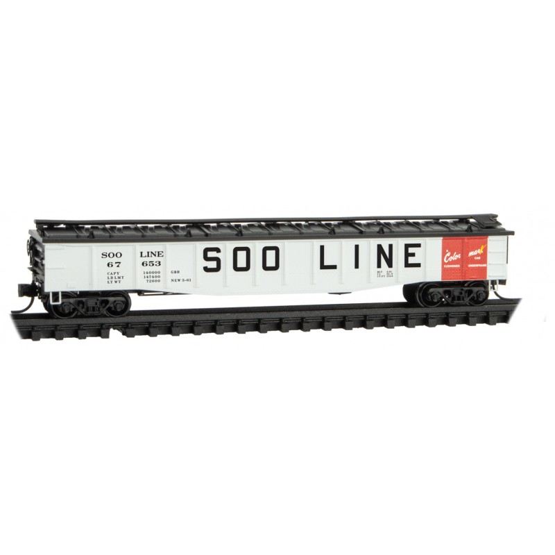 Soo Line 50' steel side 14 panel fixed end gondola w/ low cover #67653