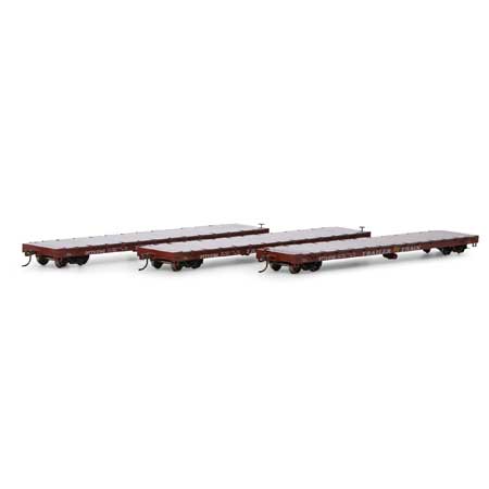 Trailer Train (brown) 60' flatcar 3-pack