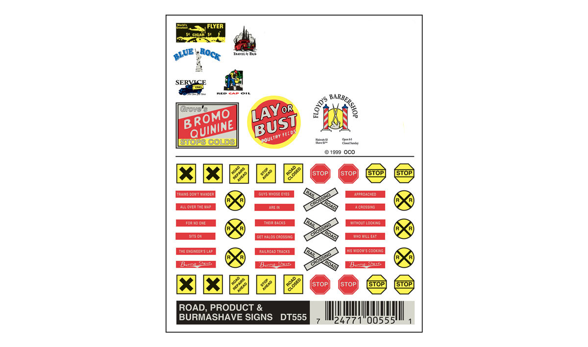 Dry Transfer Decals: Road, Product and Burma-Shave Signs