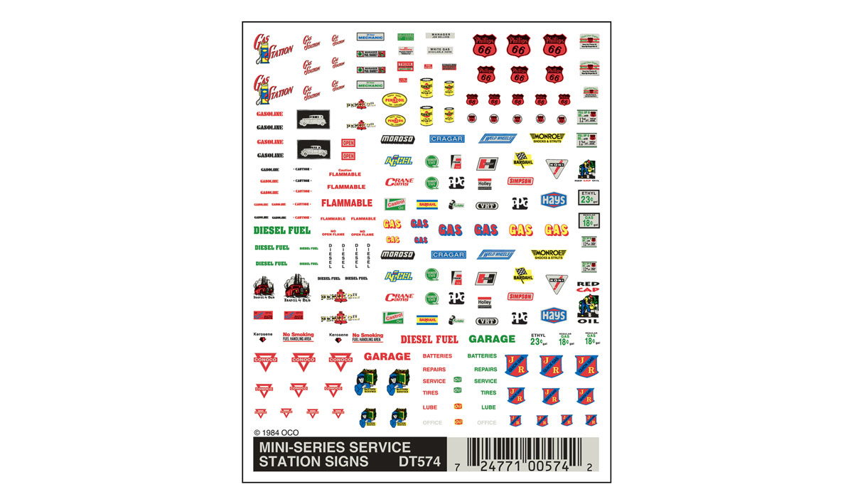 Dry Transfer Decals: Mini-Series Service Station Signs