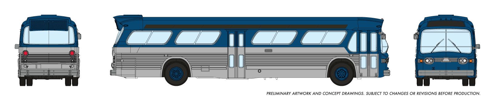 Blue/Silver New Look Bus