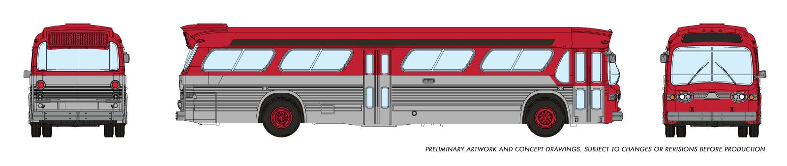 Red/Silver New Look Bus