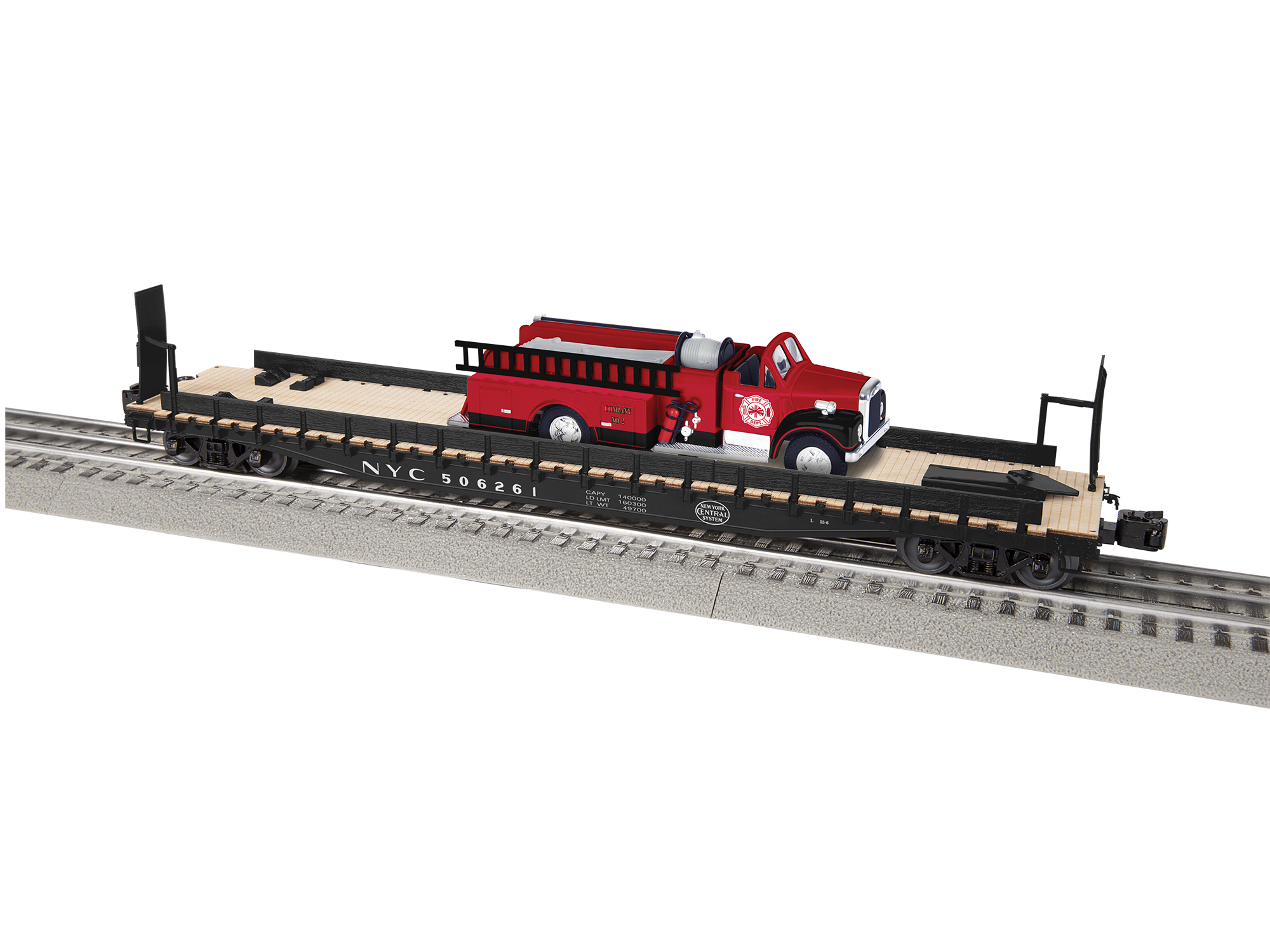 New York Central 50' flatcar #506261 with fire truck