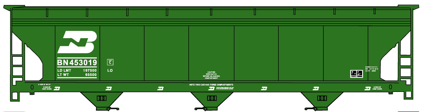 Burlington Northern 3-bay ACF hopper