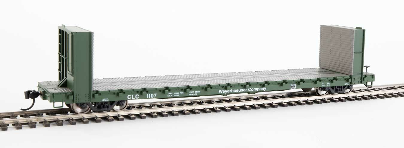 Weyerhaeuser 60' Pullman-Standard bulkhead flatcar #1107