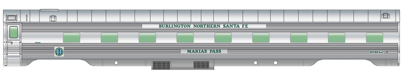 BNSF 85' Pullman-Standard 4-4-2 Sleeper #64 "Marias Pass"