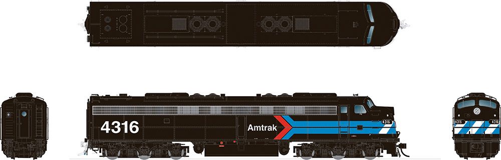 Amtrak EMD E8A (Early "Day One" Black Scheme) #4316 With ESU LokSound