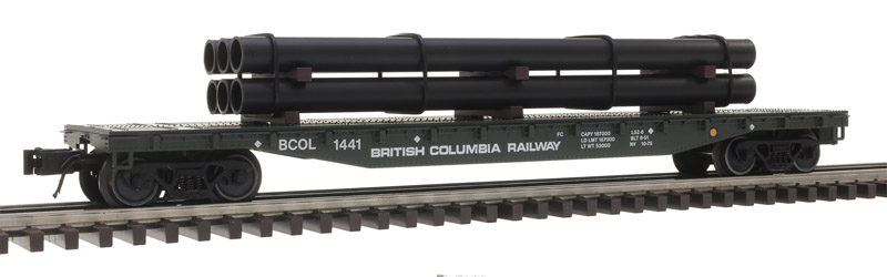 British Columbia Railway 52'6" flatcar with pipe load #1441