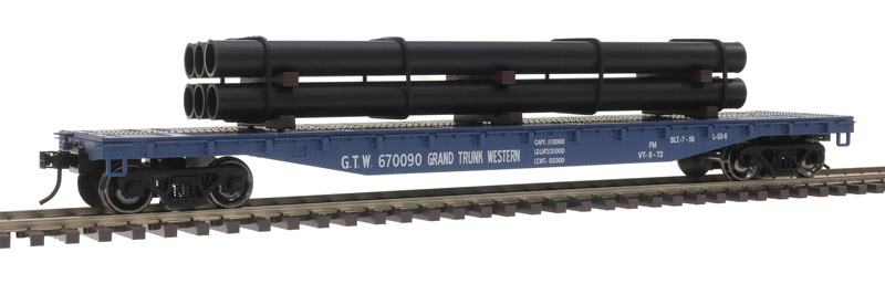 Grand Trunk Western 52'6" flatcar #670097 with pipe load
