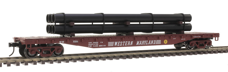 Western Maryland 52'6" flatcar #7006 with pipe load