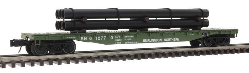 Burlington Northern 52'6" flatcar #613093 with pipe load