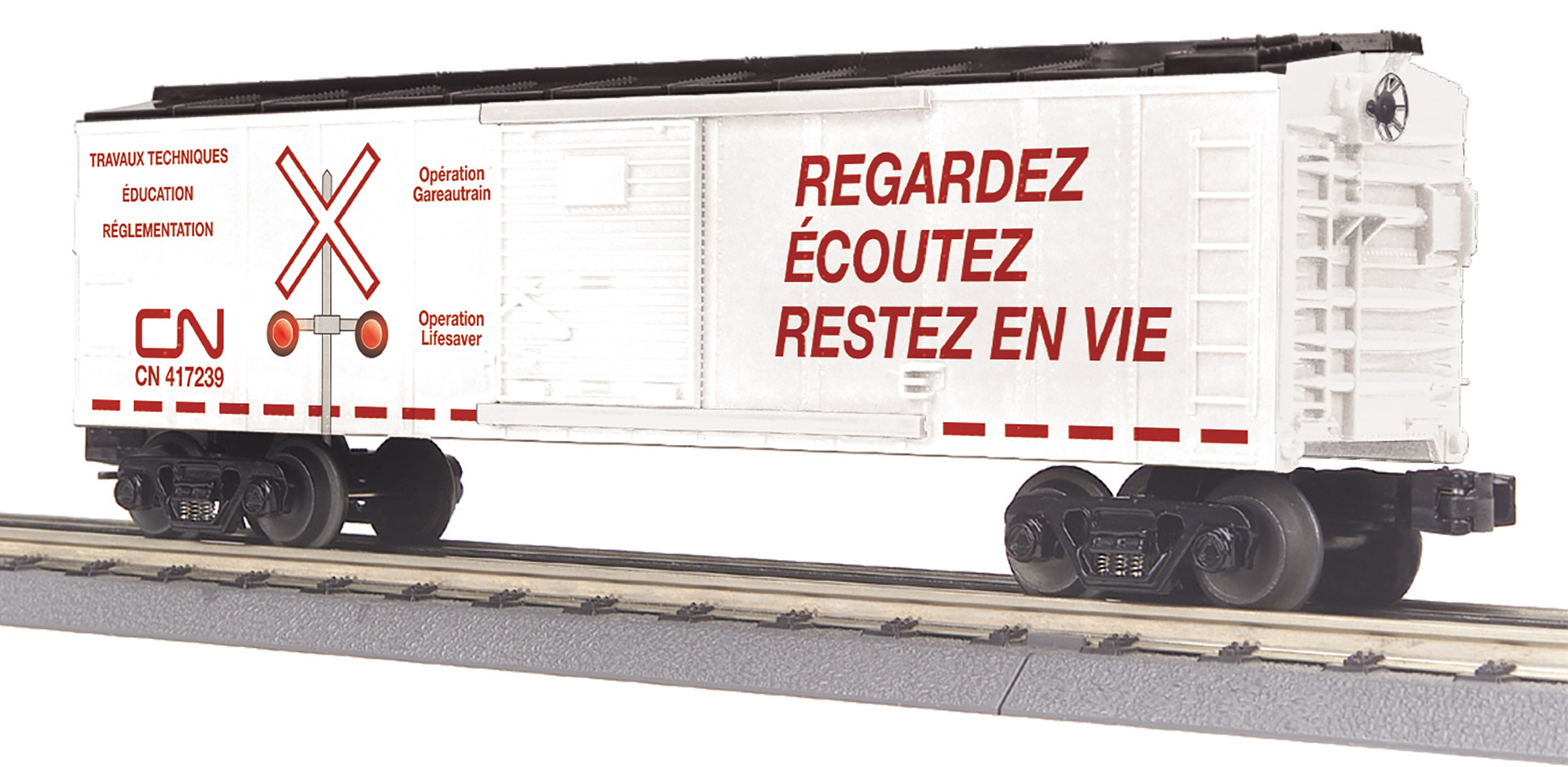 Canadian National (Operation Lifesaver) boxcar with blinking LEDs