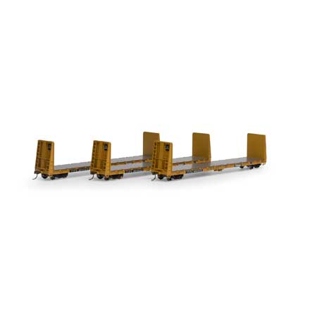 Trailer Train 60' bulkhead flatcar 3-pack