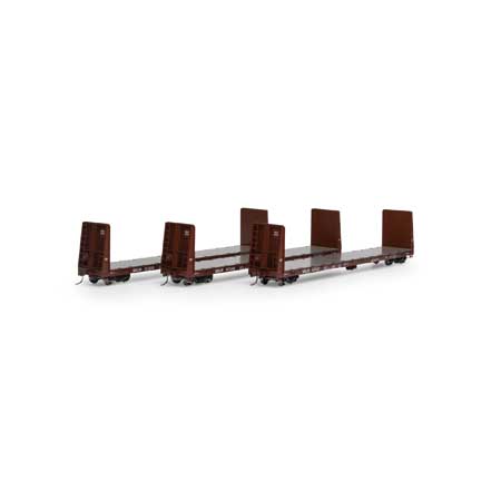 Milwaukee Road 60' bulkhead flatcar 3-pack
