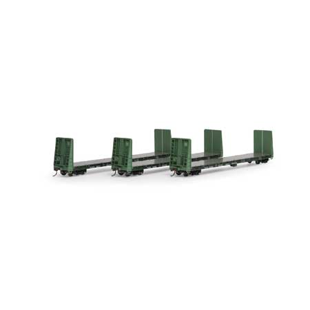 Pacific Great Eastern 60' bulkhead flatcar 3-pack