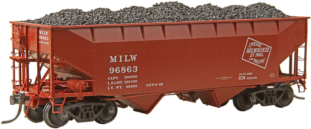Milwaukee Road 50-Ton AAR Standard 2-Bay Offset Open Hopper #96863