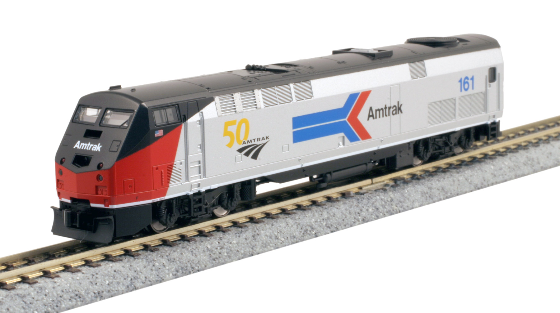 Amtrak GE P42 Phase I with 50th Anniversary Logo #161 With DCC