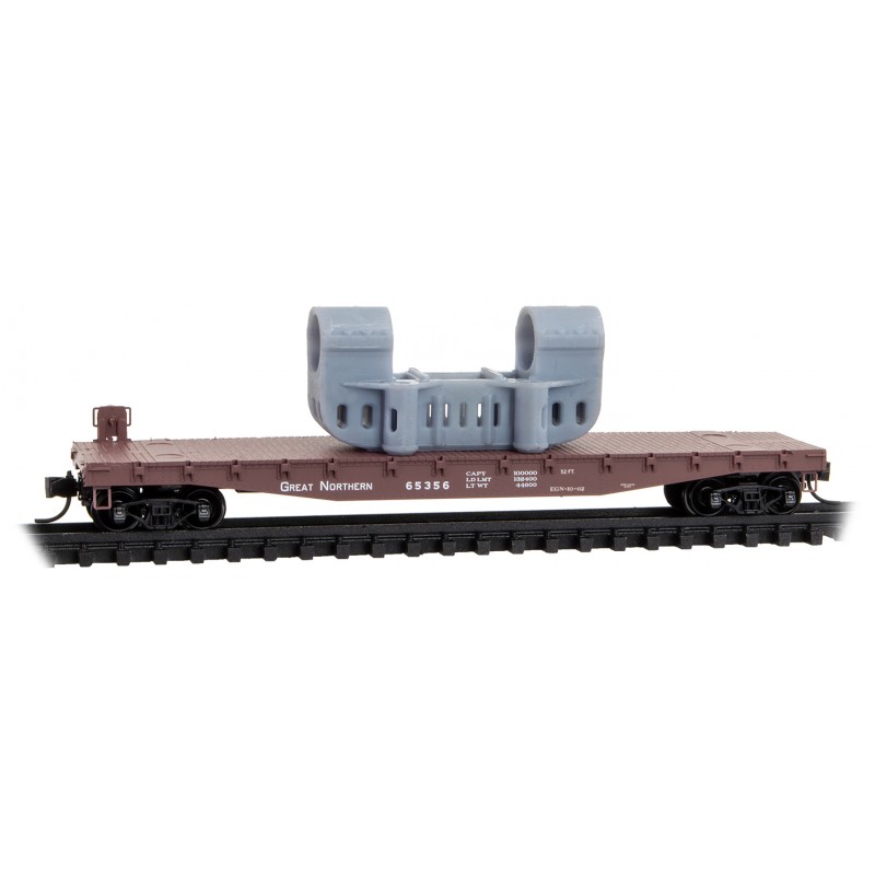 Great Northern 50' Flat Car Fishbelly Side #65356 With Load