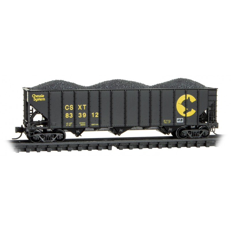 CSX/Ex-Chessie 100-Ton 3-Bay Open Hopper Rib Sides With Load #833912