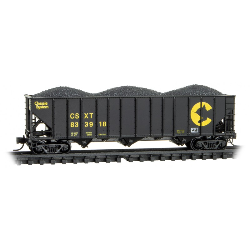 CSX/Ex-Chessie 100-Ton 3-Bay Open Hopper Rib Sides With Load #833918
