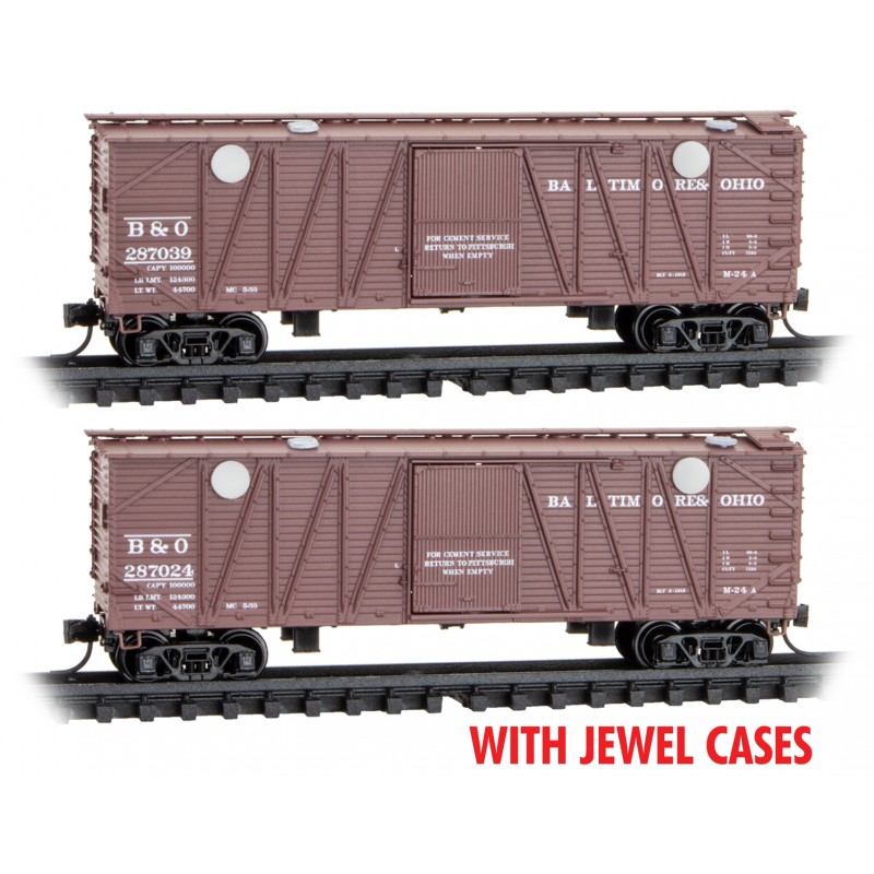 Baltimore & Ohio 40' Outside-Braced Boxcar 2-Pack With Jewel Cases